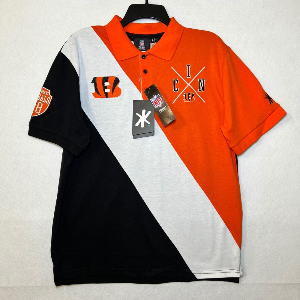 New FOCO NFL Cincinnati Bengals Polo Shirt Blokecore Streetwear Black Men L